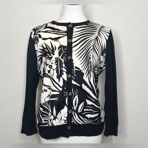 Lauren Ralph Lauren 2X Cashmere Silk Floral Leaf Cardigan Quiet Luxury Old Money